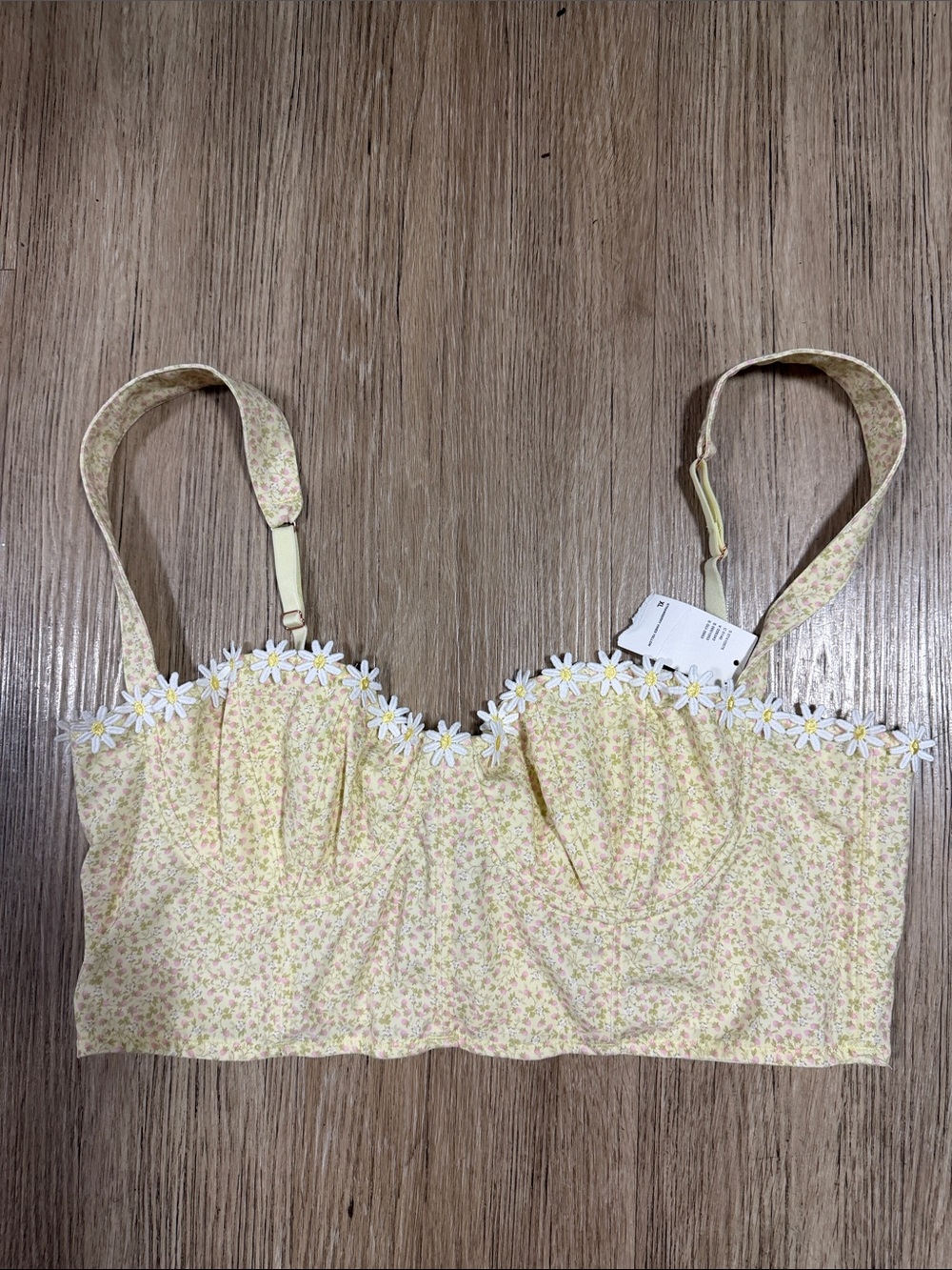 Urban Outfitters Daisy Trim Yellow Floral Bralette XL